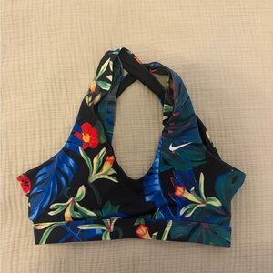 Nike Black Floral Tropical Sports Bra (strappy back)